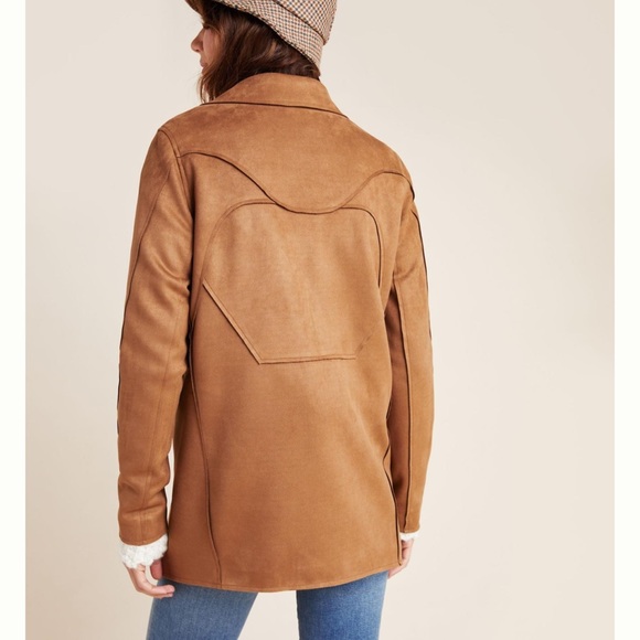 Longline Vegan Suede Moto in Cedar - Picture 4 of 9